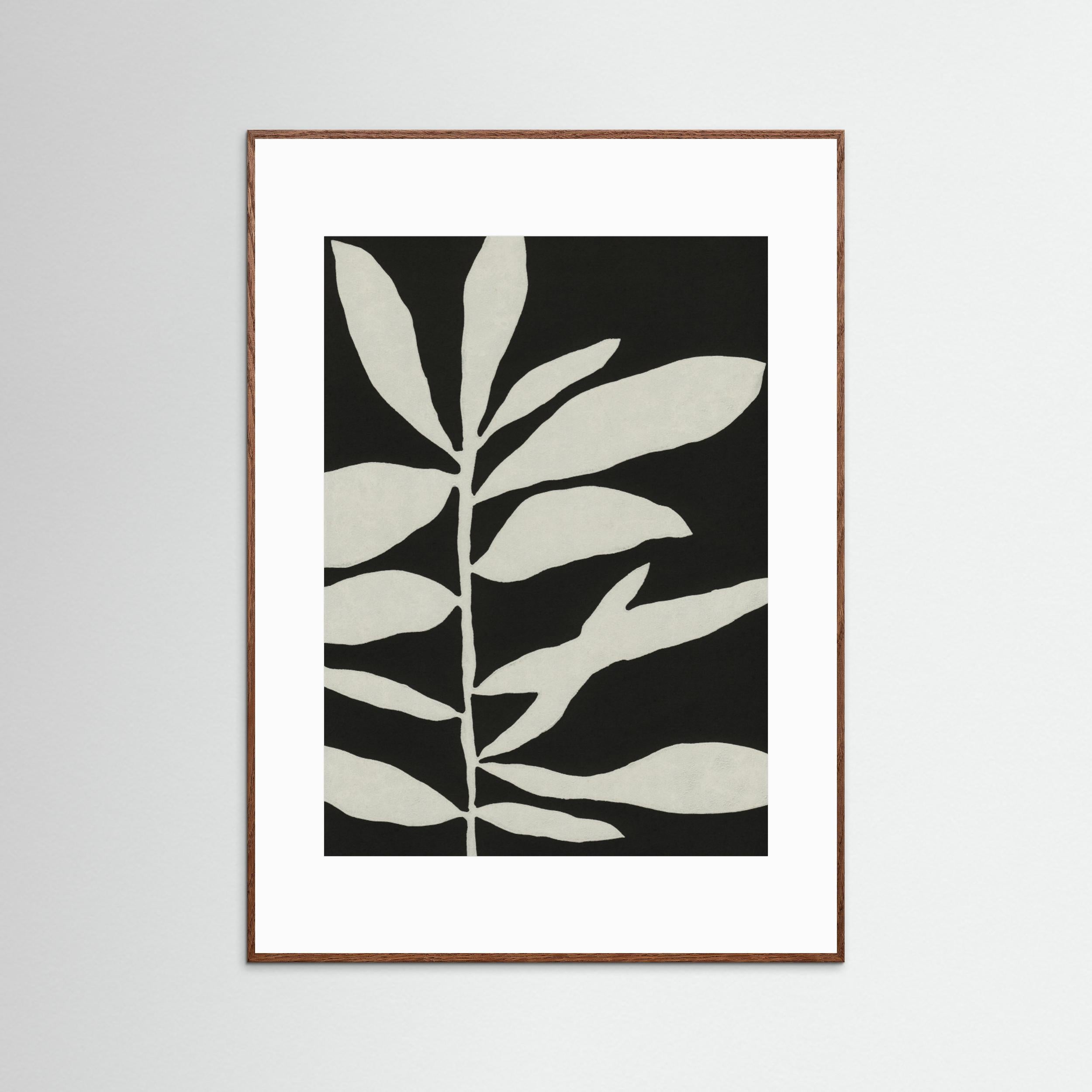Linocut Branch 3 / White & Black by Alisa Galitsyna - Fine Art Paper Print - dreamtprint.art - 14 x 21 cm / 5 x 8″ (A5)